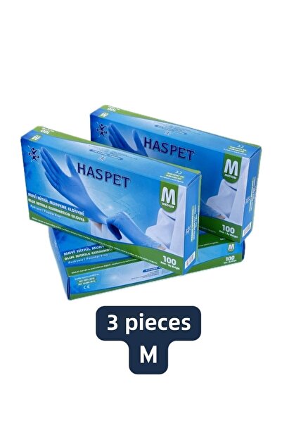 Has-Pet 3 Pack Blue Nitrile Examination Gloves m (Medium)