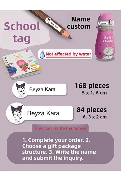 YUNUS COPY ملصق مدرسي على شكل قلم ودفتر ملاحظات ملصق كورومي مخصص للكتابة بالا...