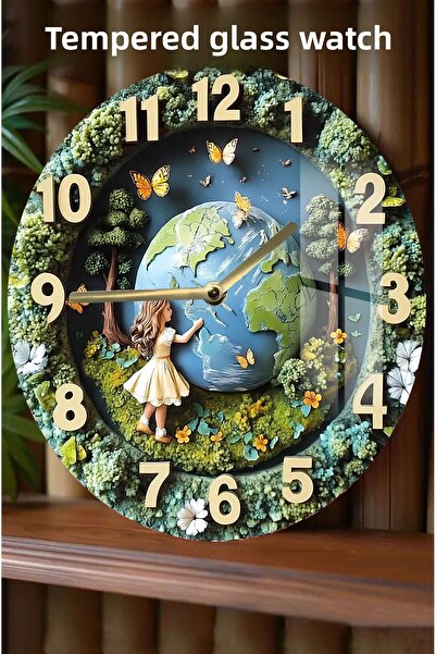 kutuTR Bring the Tranquility of Nature into Your Home! 3D Look Tempered Glass Watch – 33 cm Csdw240