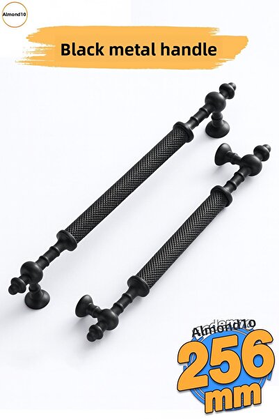 Badem10 Mâner din metal negru din molid 256 mm (25,6 cm) Mobilier Dulap Ușă Mânere Mâner Sertar Dulap Bucătărie