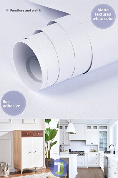 Technojet Αυτοκόλλητο Ματ Λευκό Πάγκος Κουζίνας Μπάνιου Ντουλάπι τοίχου και Επικάλυψη Τραπεζιού 60cmx300cm