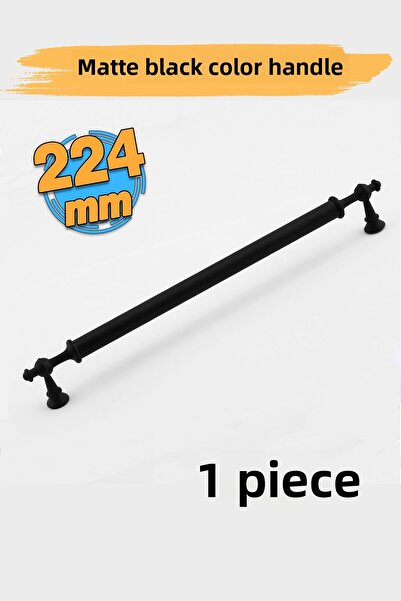 Badem10 Mâner metalic de lux Melis (224 mm - 22,4 cm) Mobilier negru Sertar de bucătărie Dulap Mâner dulap Mâner