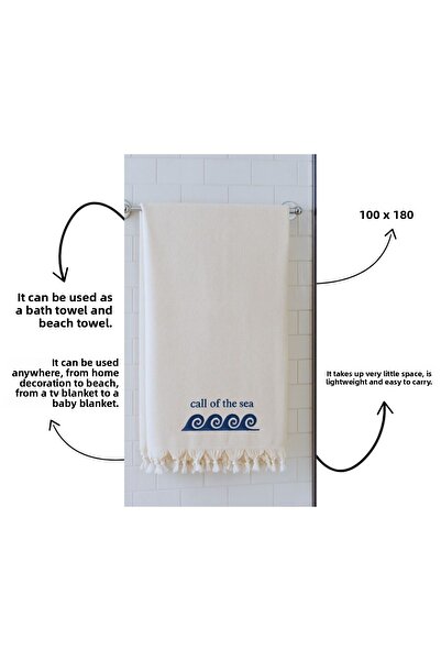 LIWOGY Call of the Sea Embroidered Peshtemal & Towel & Beach Towel & Cover 100X180