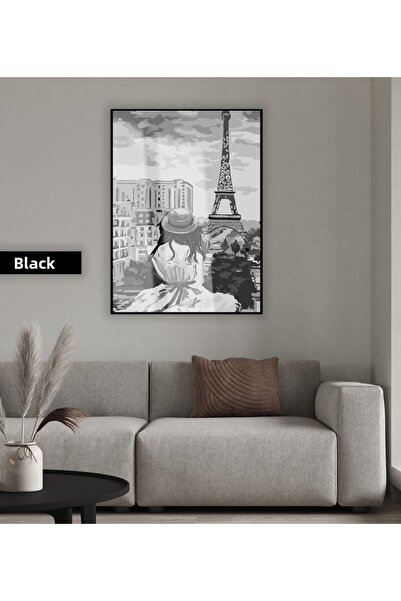 Harika bir ev HARIKABIREV | MODEL TORRE EIFFEL NEGRU ȘI ALB -3 | TABLOU DIN S...