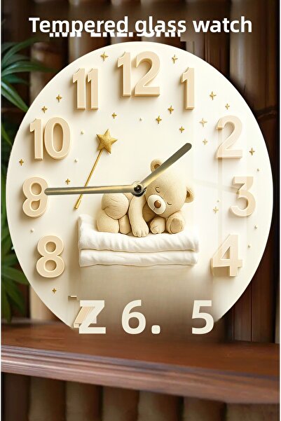 kutuTR 3D Look Tempered Glass Watch with Teddy Bear Design and Silent Mechanism Design – 33 cm Csdw254