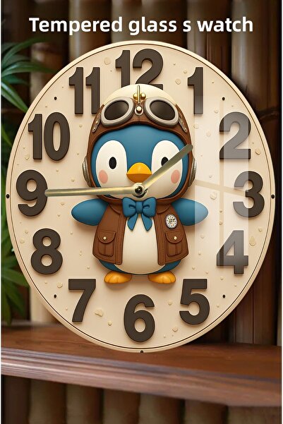 kutuTR الوقت مع صديقك اللطيف أكثر متعة! ساعة من الزجاج المقوى بتصميم ثلاثي الأبعاد - 33 سم CSDW256