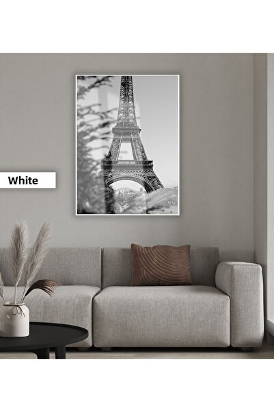 Harikabirev HARIKABİREV | MODELUL TURNULUI EIFFEL NEGRU & ALB -6 | TABLOU DIN STICLĂ ÎNTĂRIT CU CADRU, SIMPLE, VERTICAL