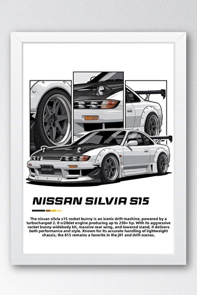 Saturn Επιτραπέζιο Nissan Silvia S15 με πλαίσιο - Αφίσα αυτοκινήτου Nissan