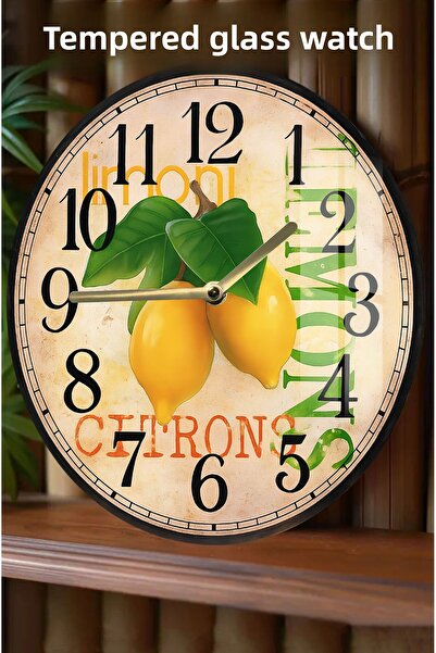 kutuTR Mediterranean Breeze to Your Kitchen! 3D Look Tempered Glass Watch – 33 cm Csdw217