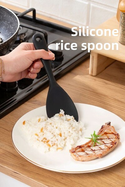 sweenhome Silicone Rice Spoon Black Color 22 cm