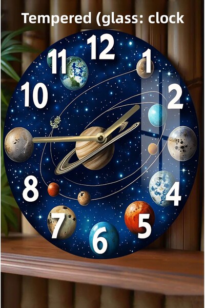 kutuTR Planets and Space Themed 3D Look Tempered Glass Watch – 33 cm Csdw234