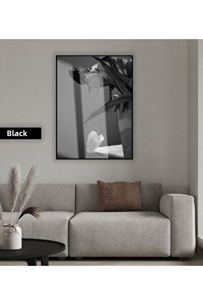 Harikabirev HARİKABİREV | MODEL DE FLORI MACRO VAZOLU NEGRU&ALB | TABLA DE ST...