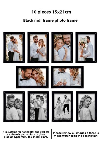 Bytwo 10 قطع 15×21 إطار أسود من الخشب المضغوط - إطار صور مقاس A5