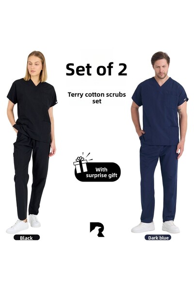 KARGA ÜNİFORMA SET DE 2 - Uniforme unisex cu mâneci liliac pentru asistentă m...