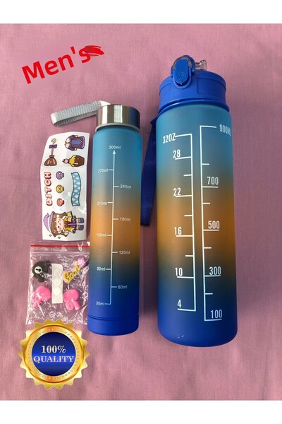 zera collection زجاجة مياه مزدوجة مع ملصق سعة 1000 مل من تريتان.