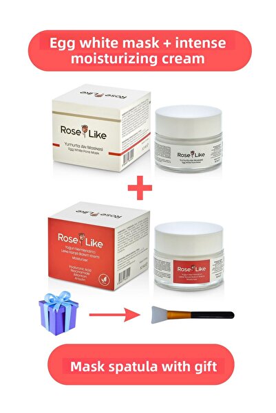 RoseLike مجموعة قناع بياض البيض وكريم الترطيب المكثف