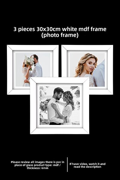 yhfoto 3 Pieces 30x30 Frame - White Frame - MDF Square Photo Frame