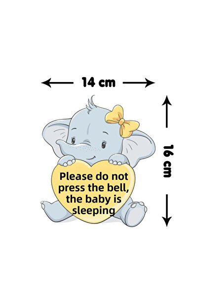 Kt Grup لا تضغط على الجرس - الطفل نائم - ملصق جرس الباب على شكل قلب أصفر على ...