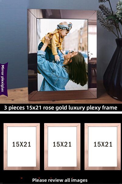 yhfoto 3 Pieces 15x21 A5 Rose Gold Mirror Plexiglass Frame - Luxury Plexiglass Frame