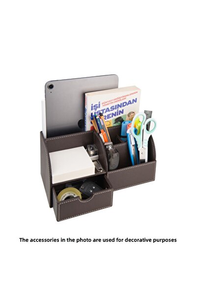 2K Органайзер за настолен компютър, поставка за химикалки, дистанционно управление, поставка за куб/бележник, поставка за таблет, етажерка за книги, 6 отделения, чекмеджета, настолен компютър