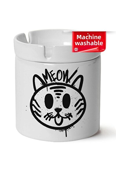 Çakilap pisică cu imprimeu Scrumieră drăguță din porțelan - At-Söndür (Kl-Hyv...