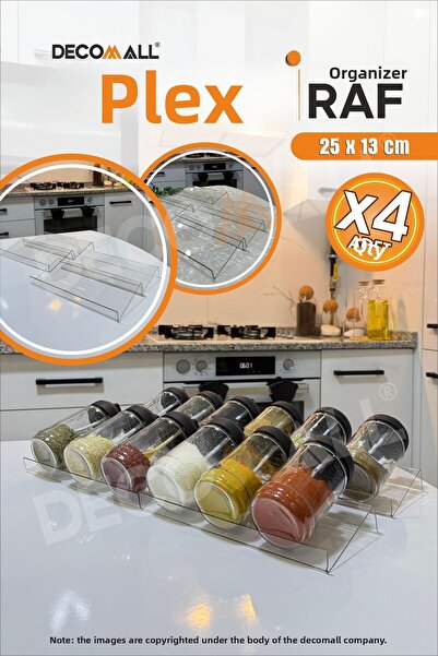 DECOMALL منظم من البليكسي الشفاف من دي دي إس، 4 قطع، حامل توابل، منظم للأدراج...