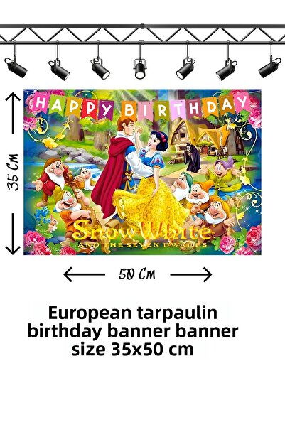 snowparty Πανό γενεθλίων με θέμα την Χιονάτη και τους Νάνους