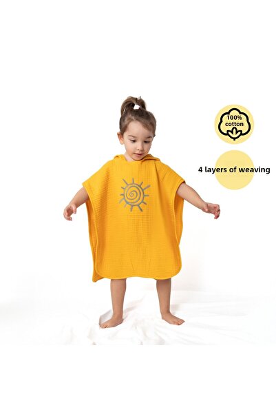 Zuppers Mustard Colored 4 Layer Embroidered Muslin Poncho