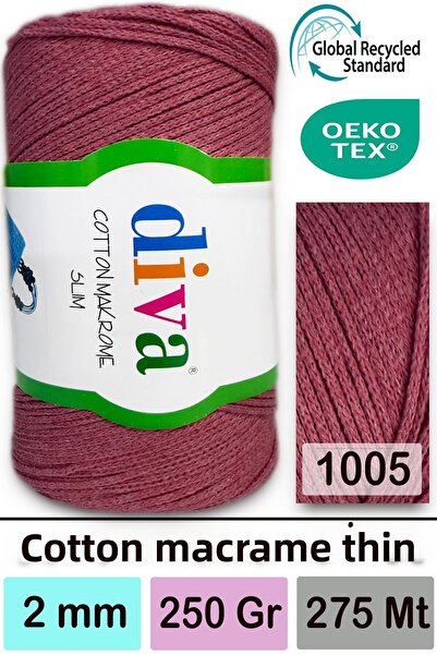 Diva İplik Diva Cotton Macrame Thin 1005 Somon închis