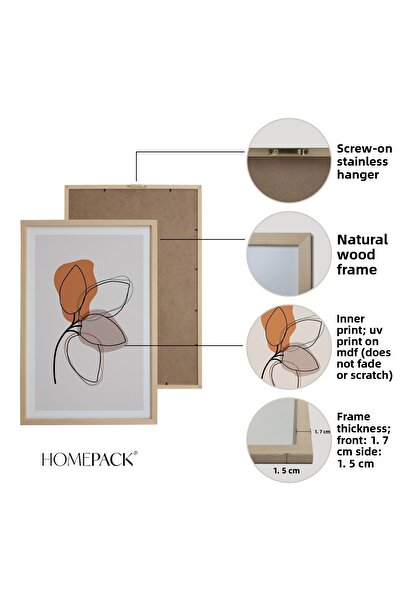 HOMEPACK Natural Wooden Framed 3-Piece Painting Set Hpn011