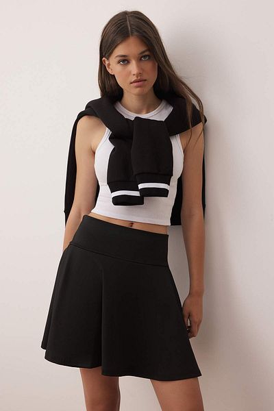 Trendyol Collection Black High Waist Short Knitted Shorts & Bermuda Twoss25Sr00237