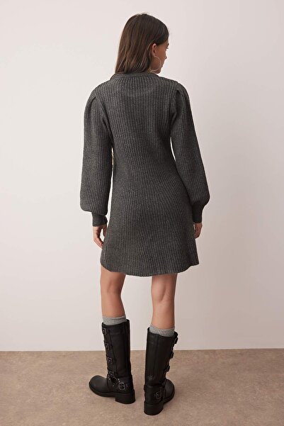 Trendyol Collection Anthracite A-Line Mini Knitwear Soft Texture Dress Twoaw26El00051