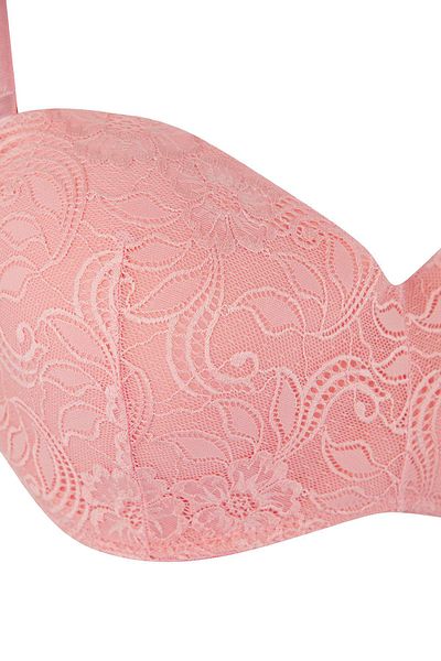 Trendyol Curve Pink Lace Lilyum Plus Size Bra Tbbaw26Cw00006