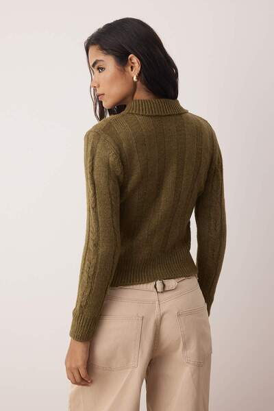 Trendyol Collection Khaki Hair Braided Soft Textured Knitwear Cardigan Twoaw26Hi00230