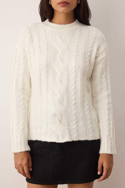 Trendyol Collection Ecru Soft Textured Hair Knitted Sweater Twoaw26Kz00184