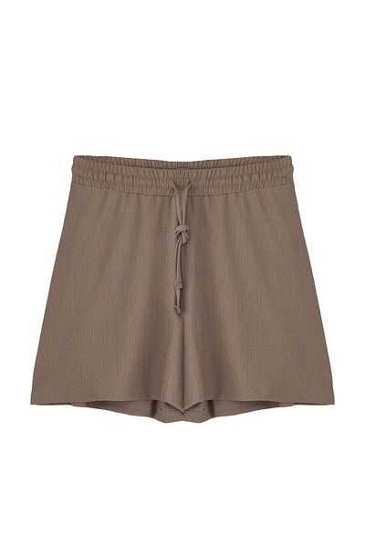 Trendyol Curve Black-Mink Wrinkle Relaxed/Comfortable Fit Short Stretch Knitted Shorts & Bermuda