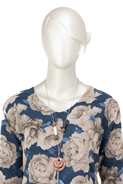 Oppland Жіноча класична шифонова блуза для мам з віскозної тканини з квітковим візерунком, коміром, довгими рукавами та підкладкою, повний крій