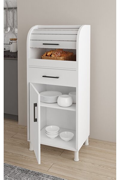 homendra Çekmeceli Ekmeklik Dolabı Beyaz, Çok Amaçlı Mutfak Dolabı, Saklama Dolabı, Kiler Dolabı, Ev Hediyesi