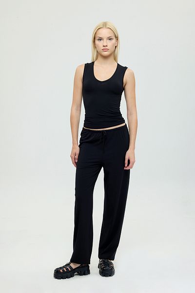 SHEISMONO Ultra Soft V-Neck Sleeveless Blouse Black