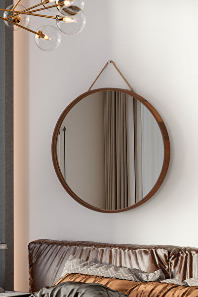 vovvahome Mirora Yuvarlak Dekoratif Duvar Aynası | Boyalı Ahşap Çerçeveli | 4...