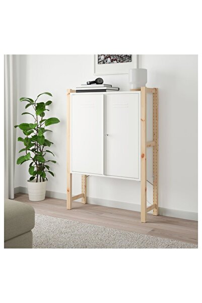 IKEA kapaklı raf ünitesi 89x30x124 cm  masif çam ağacı