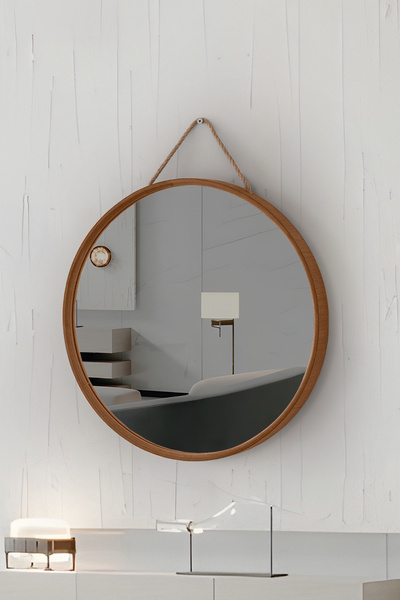 vovvahome Mirora Yuvarlak Dekoratif Duvar Aynası | Boyalı Ahşap Çerçeveli | 4...