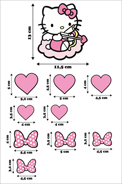 CanCo Store Hello Kitty Set Sticker Su Geçirmez Yüksek Çözünürlüklü Araba Motorsiklet Kask Laptop Duvar Sticker