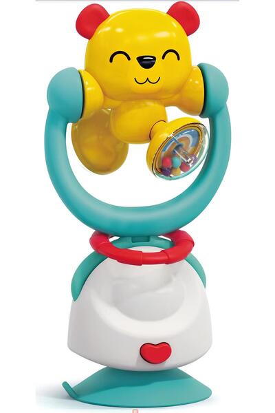 Hola ألعاب كرسي مرتفع 2 في 1 وألعاب خشخيشة للأطفال على شكل دب