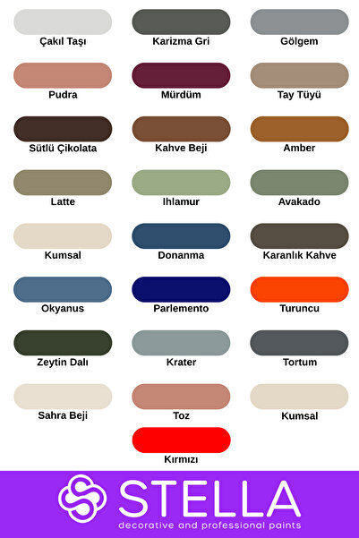 Stella Fayans Boyası Tezgah, Mermer, Ahşap, Mobilya, Cam, Seramik, Kapı Boyası 1LT