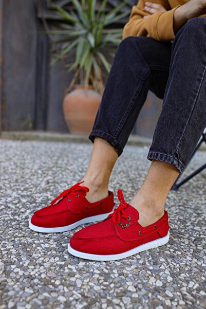 Knack Red Linen Seasonal Shoes - 008 Model