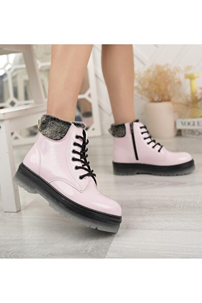 Ramer Pudra Kırışık Rugan Yünlü Fermuarlı Kız Çocuk Botu
