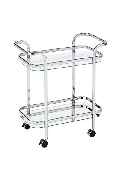 private house Taiwanese silver steel glass tea trolley