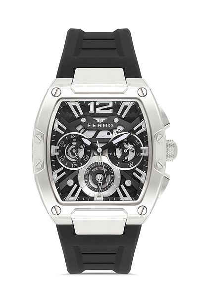 FERRO Black Silicone Cord Men's Wrist Watch Fm11527Dwt-J2