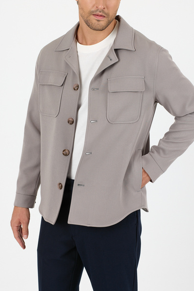 Frappoli Viana Men's Gray Overshirt Lycra Sports Jacket